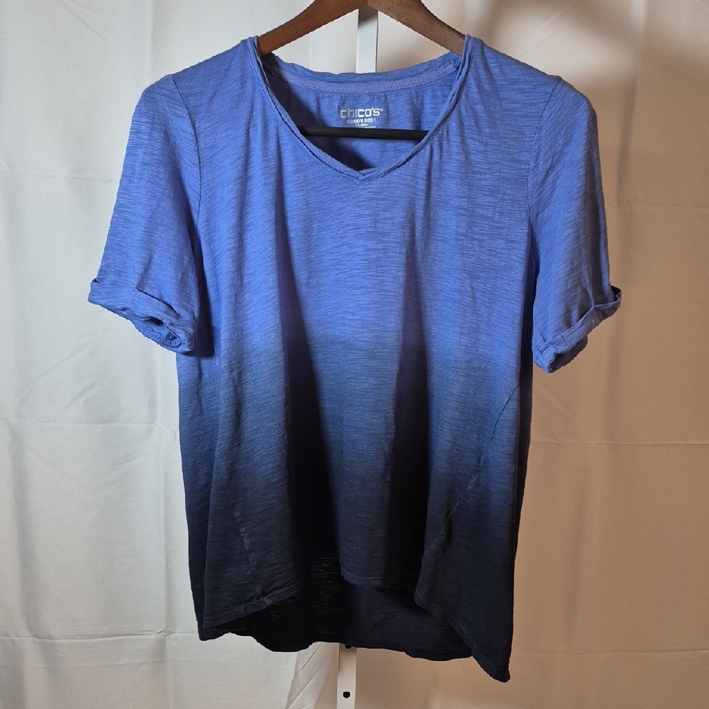 Chico's Size 2 Ombre Blue Short Sleeve Tee